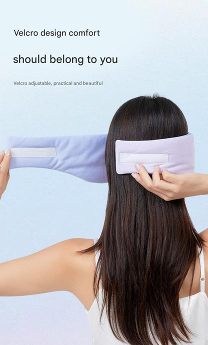 Grey reversible all-season sleep mask with cooling and warming features, sound-muffling ear covers, suitable for relaxing and sleeping.