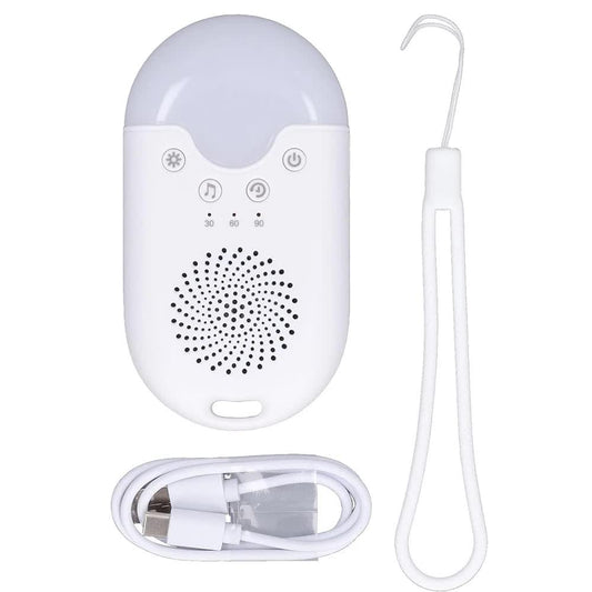 Hlpmedical portable baby sleep white noise machine with soothing sounds, RGB night light, auto timer, USB-C rechargeable, compact design