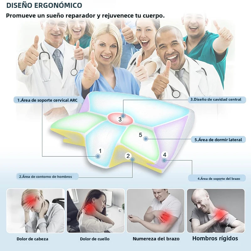 Light gray viscoelastic ergonomic neck pillow with contour support for cervical pain relief and improved sleep comfort.