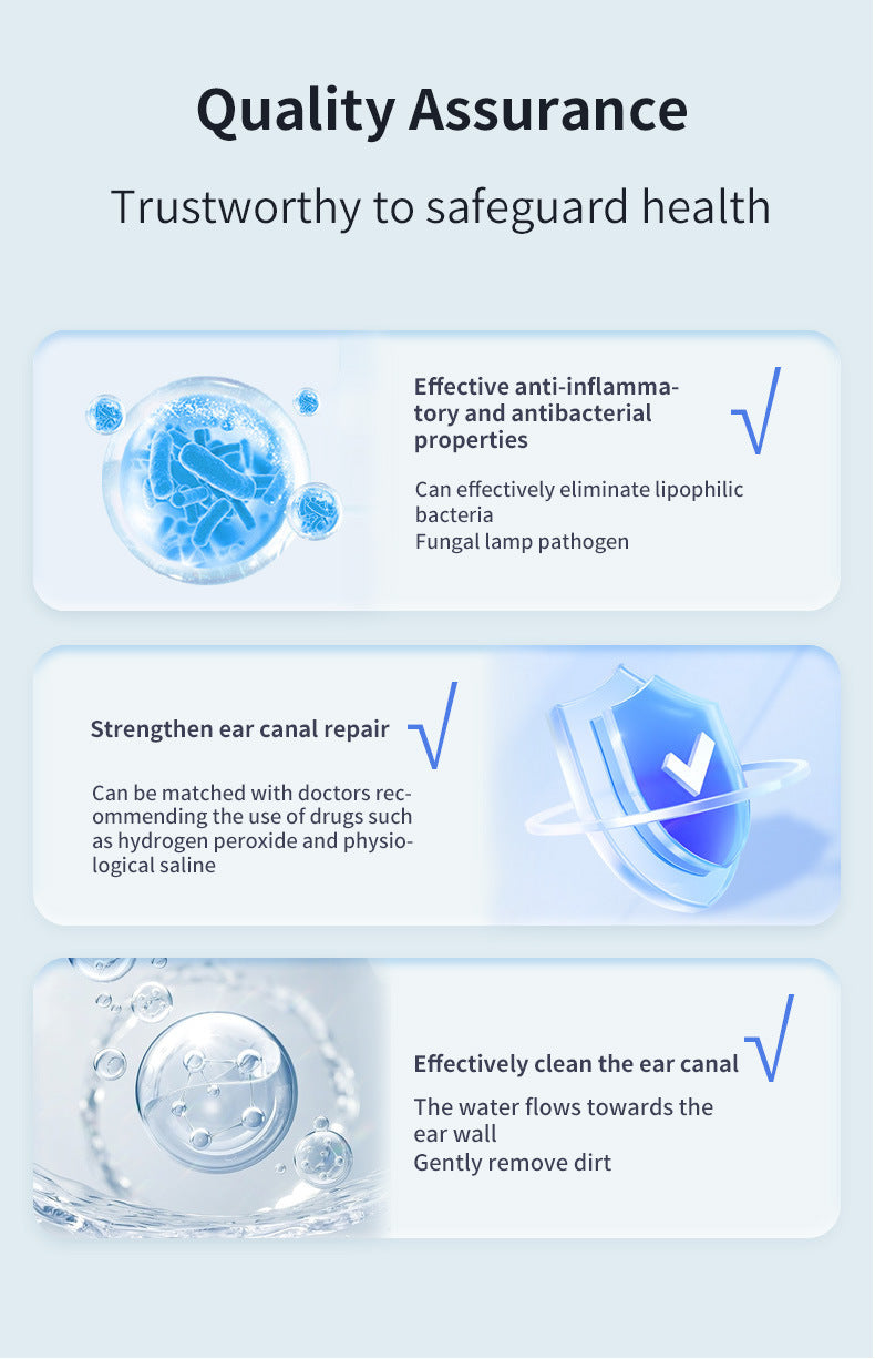 Hlpmedical automatic electric ear wax removal system with 5 modes, USB-C, and hot air drying in white, designed for safe ear irrigation.