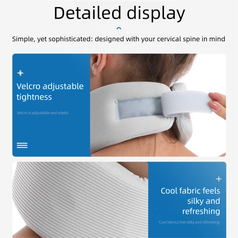 Black neck support brace for posture correction with cooling fabric, adjustable fit, ideal for office, driving, and daily use by Hlpmedical.