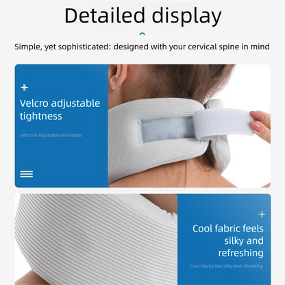 Black neck support brace for posture correction with cooling fabric, adjustable fit, ideal for office, driving, and daily use by Hlpmedical.