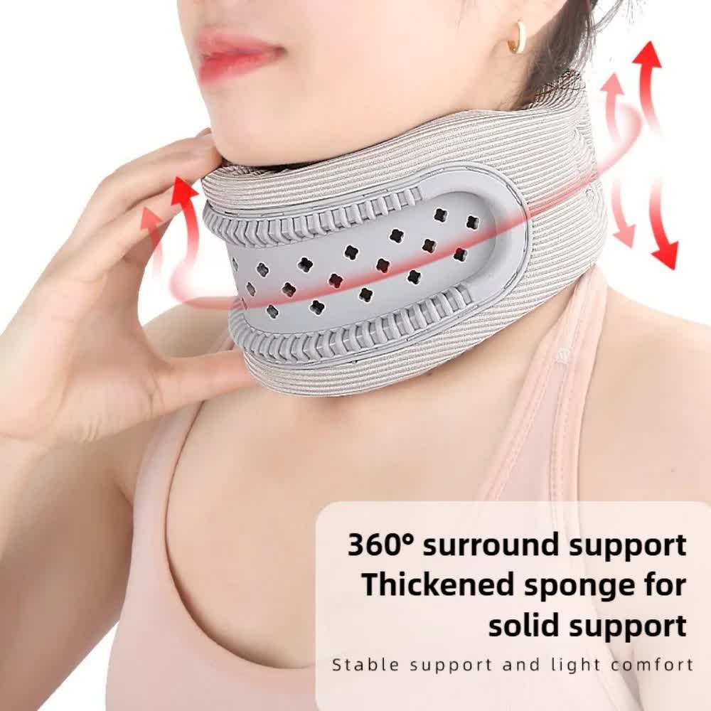 Blue adjustable silicone neck brace with V-shape, high-elastic memory foam, for posture correction and preventing forward head tilt.
