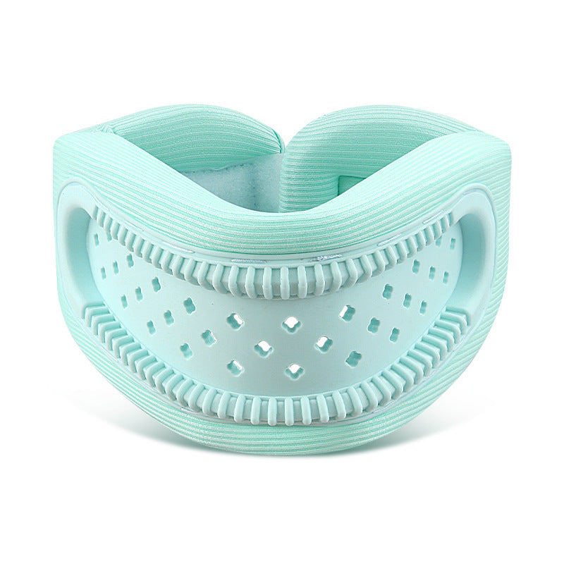 Blue Hlpmedical cervical collar with hollow design, ergonomic support and breathable material for neck posture correction and daily comfort.