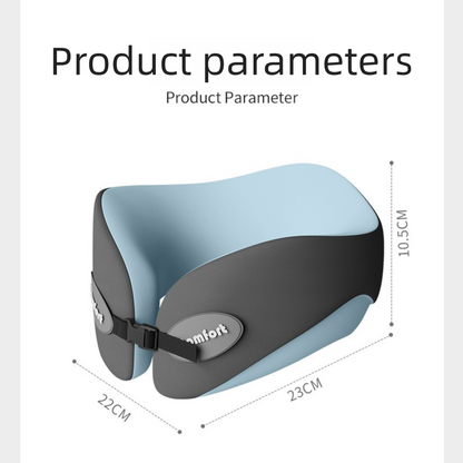 Dark gray Hlpmedical memory foam U-shaped travel neck pillow providing ergonomic support for airplane, car, and office use.