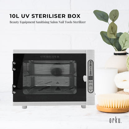Hlpmedical Orku 10L UV steriliser box for beauty tools and salon equipment, sanitising and sterilising in health and wellness settings.