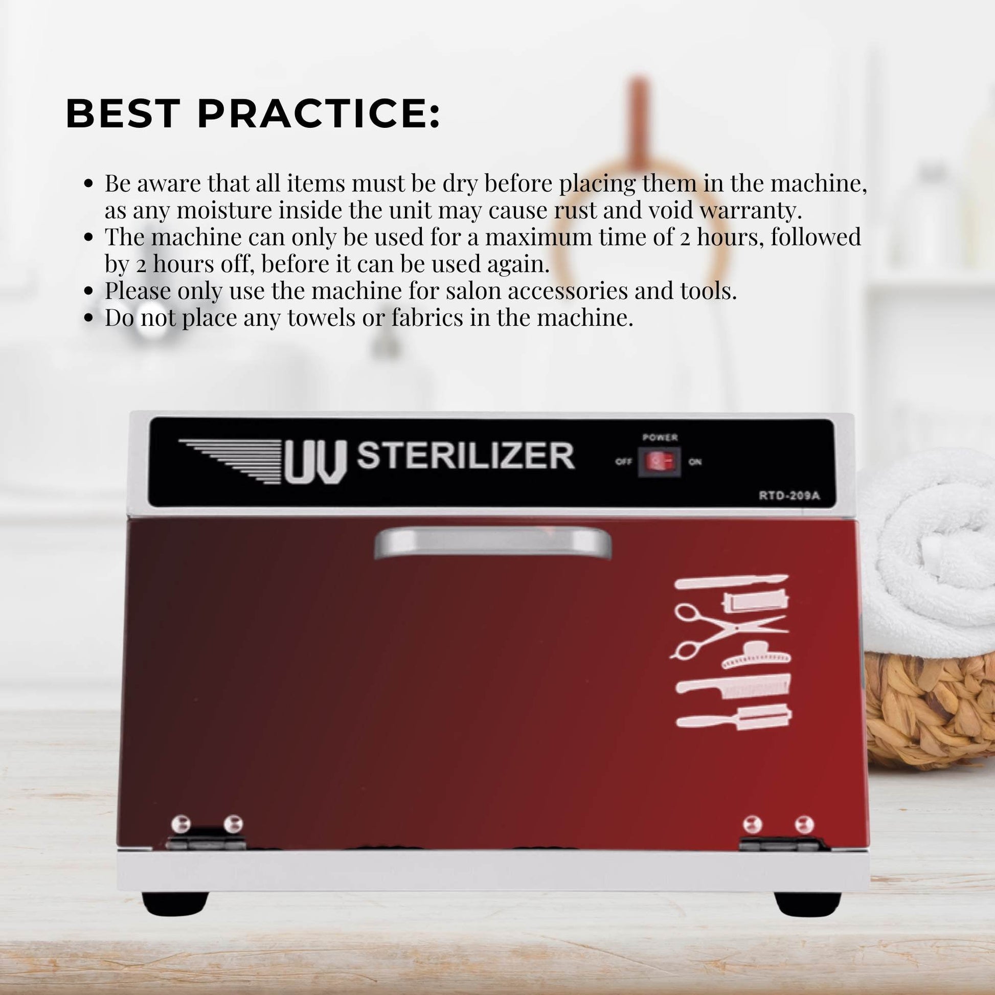 Hlpmedical Orku 8L UV steriliser box for salon nail tools, compact health and beauty sanitising sterilizer device.