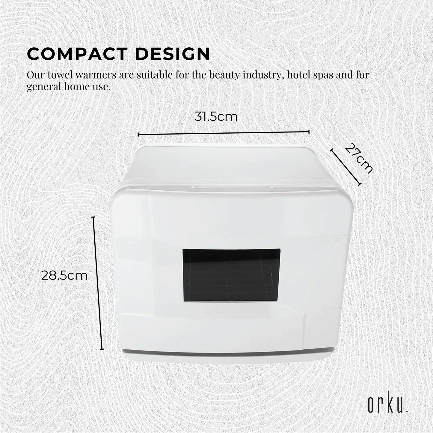 Hlpmedical Orku 8L white electric towel warmer and UV steriliser cabinet for salon heat sanitising and wellness.