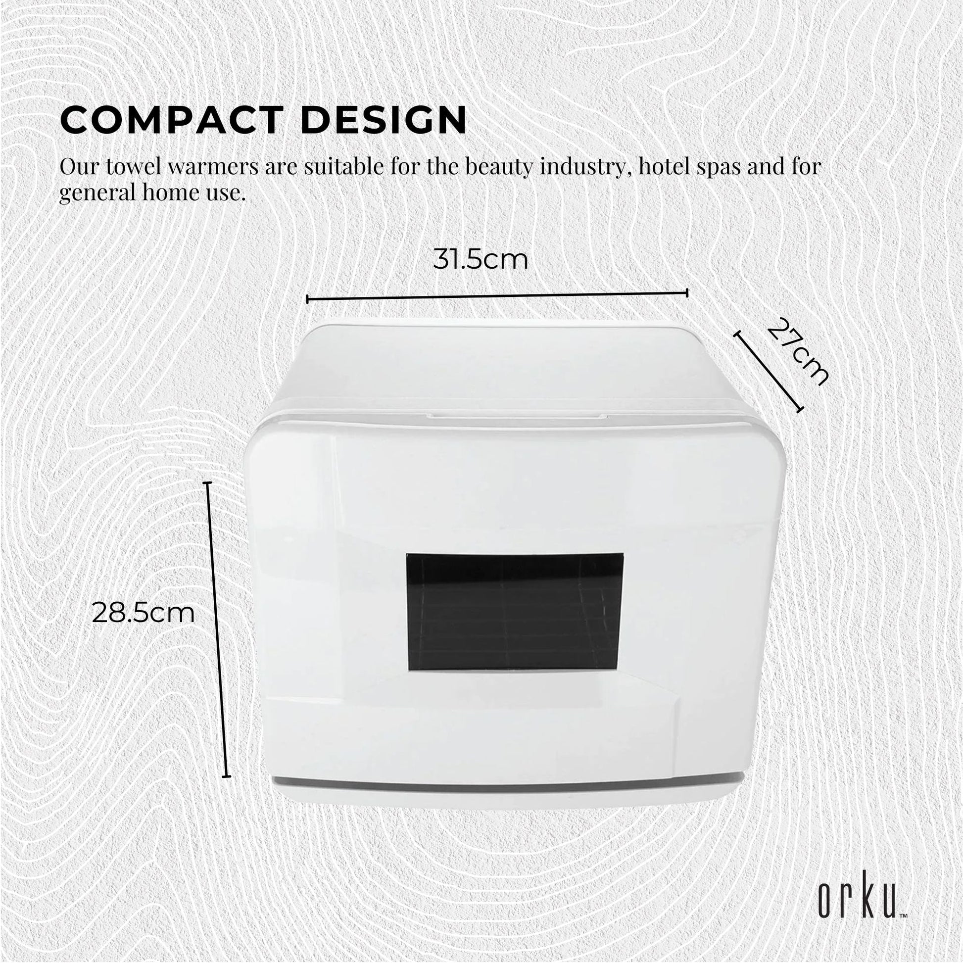 Hlpmedical Orku 8L white electric towel warmer and UV steriliser cabinet for salon heat sanitising and wellness.