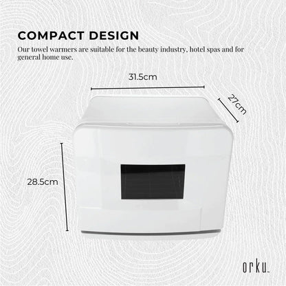 Hlpmedical Orku 8L white electric towel warmer and UV steriliser cabinet for salon heat sanitising and wellness.