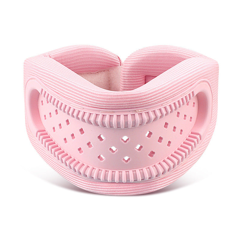 Pink Hlpmedical cervical collar with hollow ergonomic design, breathable material, and adjustable support for posture correction.