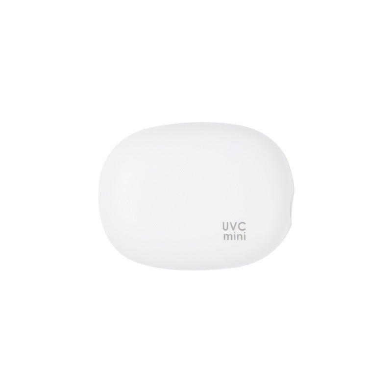 White portable UVC toothbrush sterilizer case by Hlpmedical with automatic 5-minute sanitizer and USB-C charging.