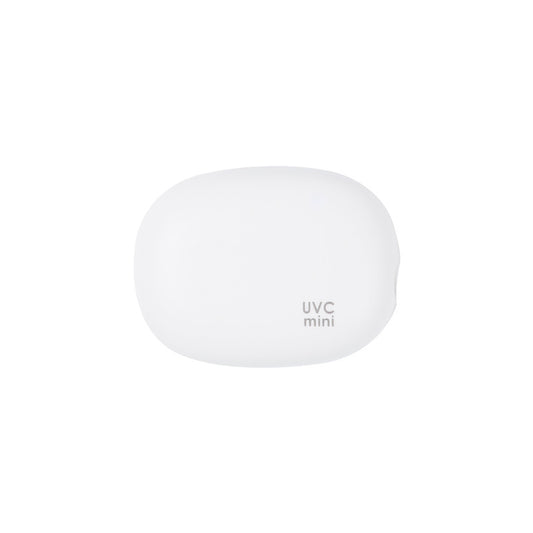 White portable UVC toothbrush sterilizer case by Hlpmedical with automatic 5-minute sanitizer and USB-C charging.