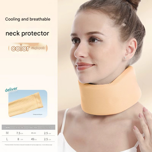Hlpmedical skin color cervical neck support brace with cooling fabric and adjustable fit for posture correction, office and daily use.