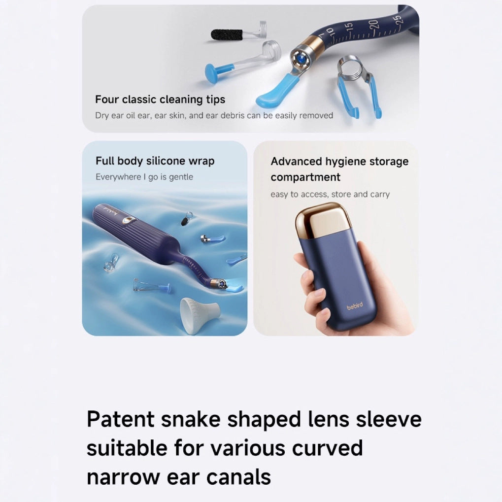 Blue Hlpmedical Smart Visual Ear Cleaner with HD Endoscope and Precision Tweezers for safe ear cleaning for adults and children.