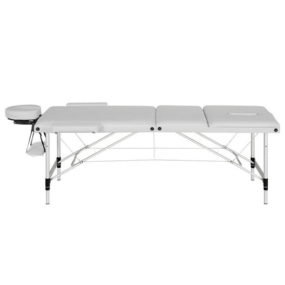 White Zenses Massage Table by Hlpmedical, portable 65cm beauty bed with 3-fold aluminium frame for relaxation and massage therapy.