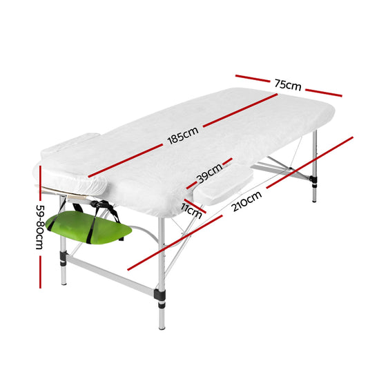 Green Zenses massage table by Hlpmedical, portable 75cm wide 3-fold aluminium beauty bed for relaxation and spa treatments.