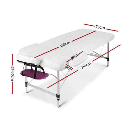 Violet Zenses Massage Table by Hlpmedical, portable 75cm aluminum beauty bed with 3-fold design for relaxation and massage therapy.