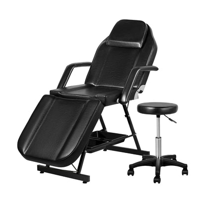 Black Zenses massage table by Hlpmedical, adjustable salon bed and 3-fold portable design for relaxation and professional massage use.