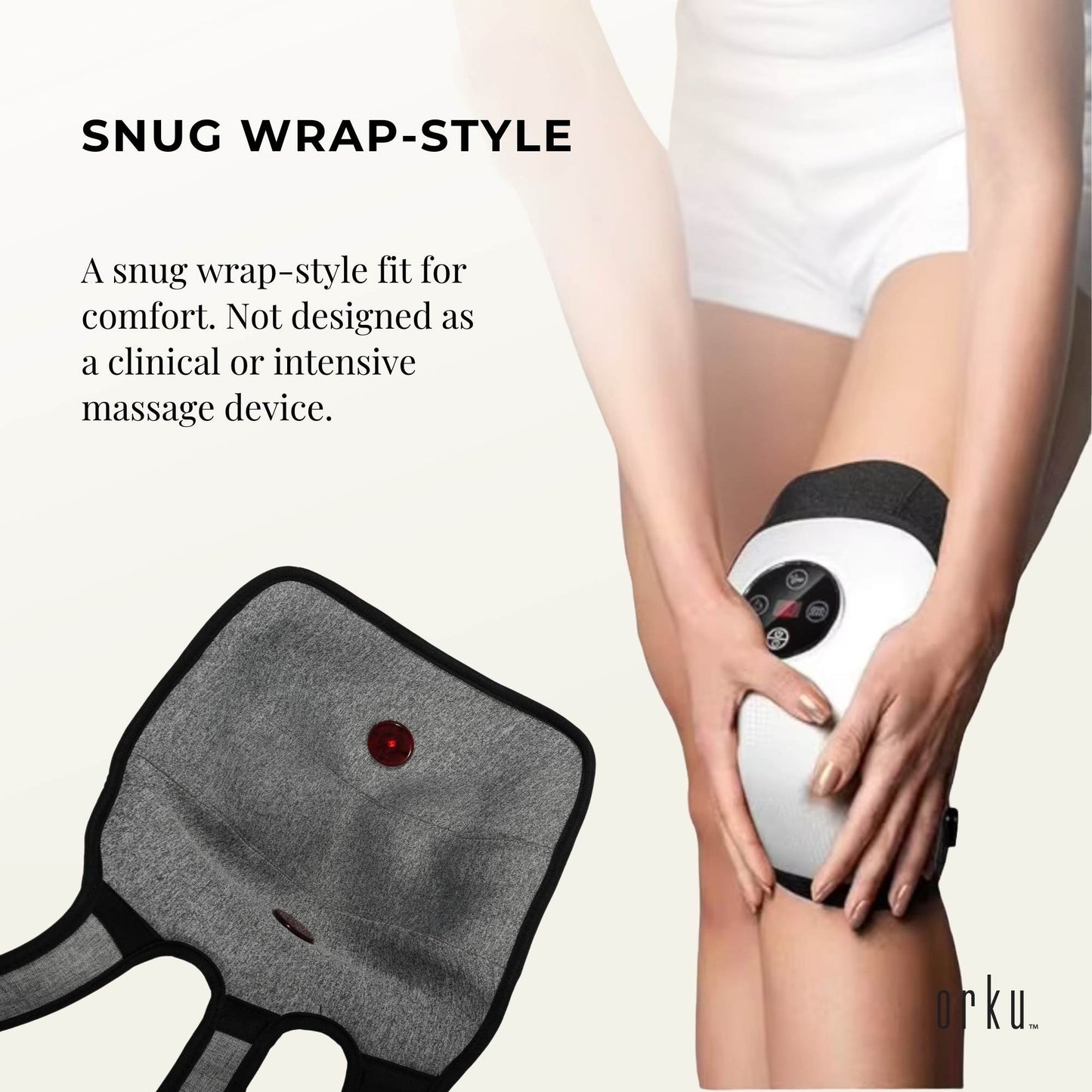 Hlpmedical electric knee massager with air compression, heat, and vibration for pain relief and relaxation.