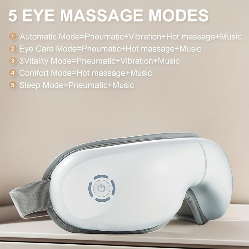 Hlpmedical 4D Portable Eye Massager with heat and music for relaxation, featuring ergonomic design and soothing massage functions.