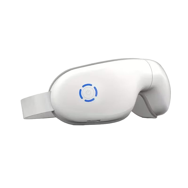 Hlpmedical 4D portable eye massager with heat and music, shown relaxing around the eyes for soothing massage and relaxation.