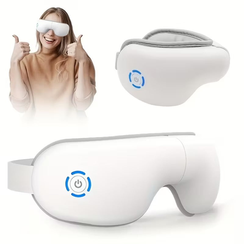 Hlpmedical 4D portable eye massager with heat and music, relaxing eye care device with adjustable settings and soft padding.