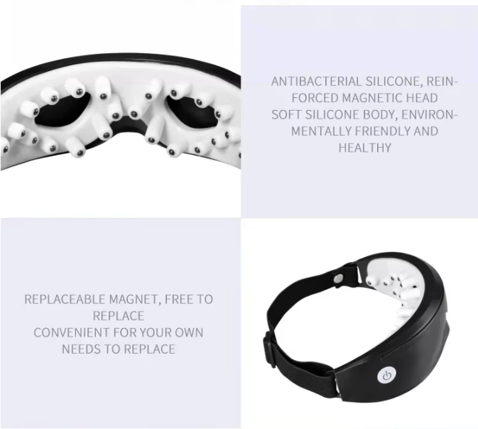 Black Hlpmedical rechargeable heated eye massager with touch control for daily relaxation and eye comfort.