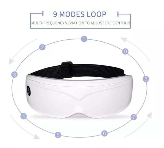 Black Hlpmedical rechargeable heated eye massager with touch control, designed for soothing daily relaxation and eye comfort.