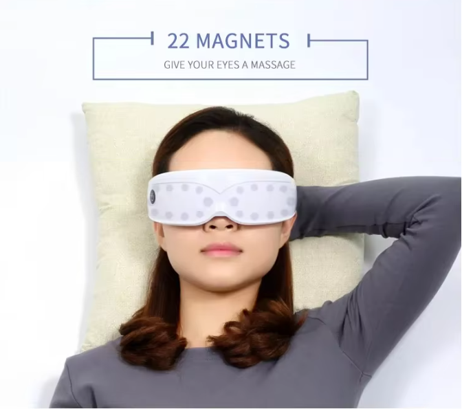 Black Hlpmedical rechargeable heated eye massager with touch control, designed for soothing daily relaxation and eye comfort.