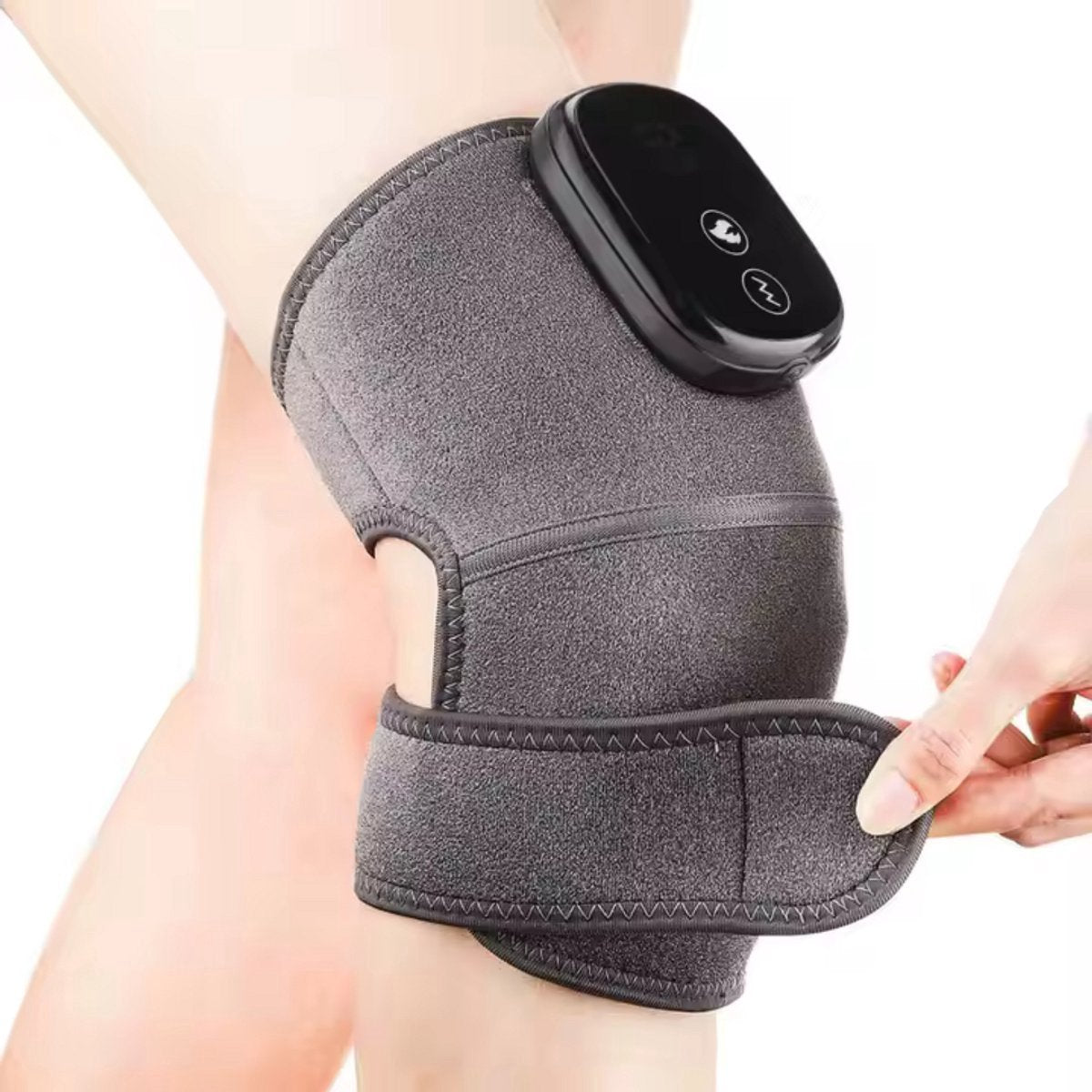 Hlpmedical Deluqse knee massager with infrared, vibration, thermal therapy, and red light for pain relief and relaxation.