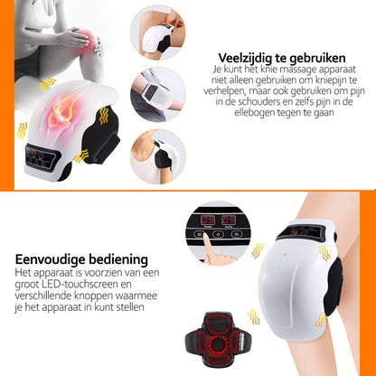 Hlpmedical Deluqse knee massager with infrared, vibration, thermal therapy, and red light for pain relief in a health and beauty setting.