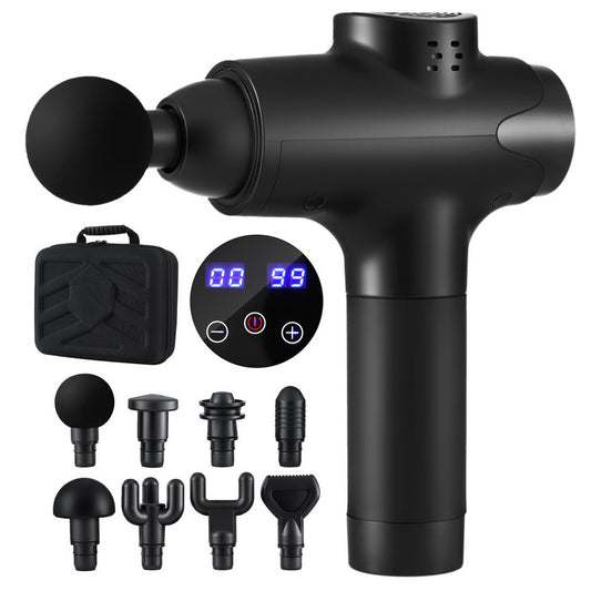 Everfit massage gun by Hlpmedical with 30 speeds, 8 massage heads, vibration therapy, black chargeable muscle massager