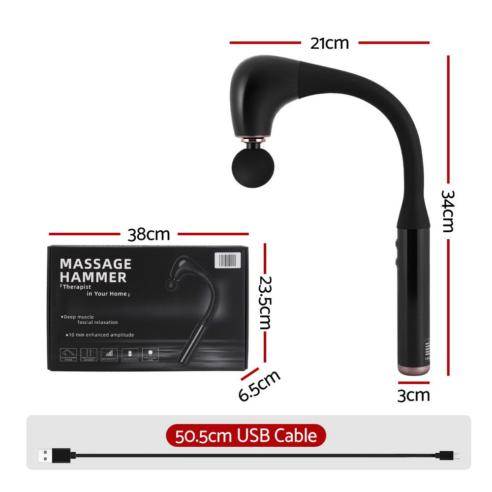 Everfit Massage Gun by Hlpmedical with U-shaped extended handle and four massage heads for deep tissue relaxation.