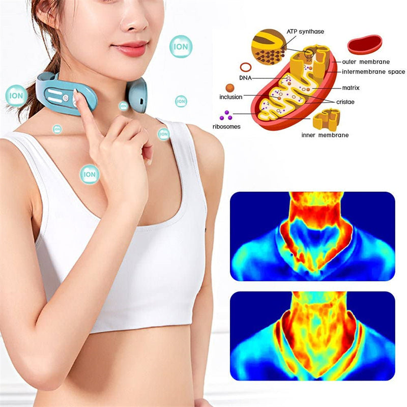 Hlpmedical Gradient Blue 12-level intelligent neck massager with heating function for pain relief and relaxation.