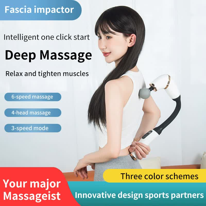 Gray portable elbow massage gun by Hlpmedical for muscle relaxation, featuring a 2000mAh battery for effective massage therapy.