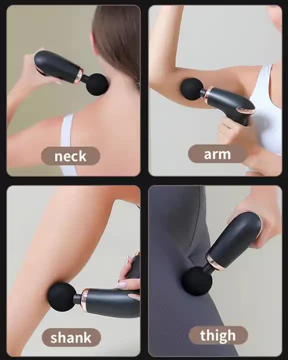 Hlpmedical green massage gun with 6-speed settings and 4 professional massage heads for deep tissue relaxation.