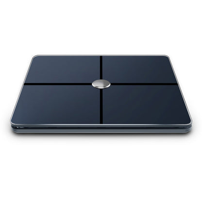 Hlpmedical HALO Advanced full body composition scale showing digital display and sleek design for health and fitness tracking.