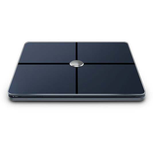 Hlpmedical HALO Advanced full body composition scale showing digital display and sleek design for health and fitness tracking.
