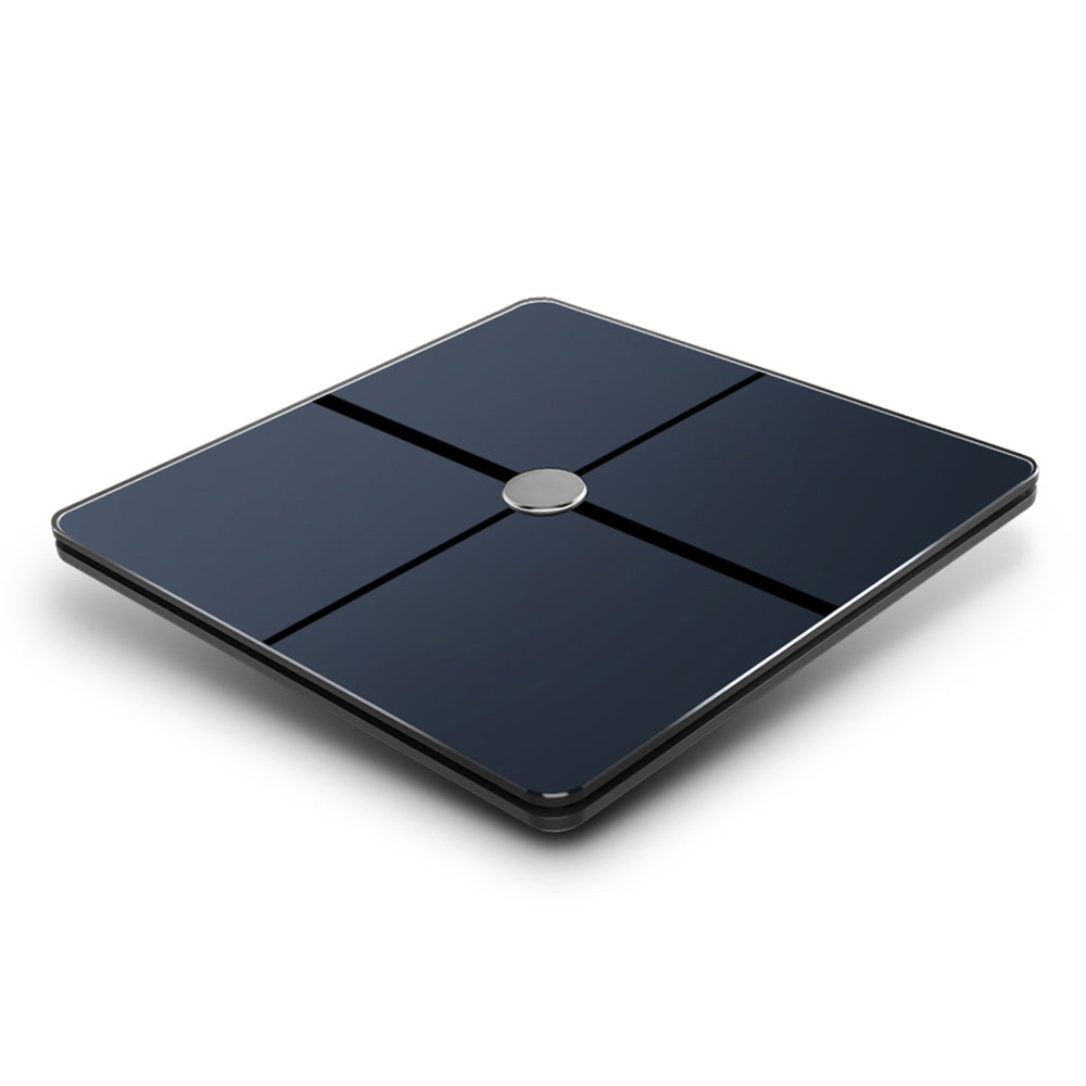 Hlpmedical HALO Advanced Full Body Composition Scale displaying digital readout and body measurement icons on a white background.