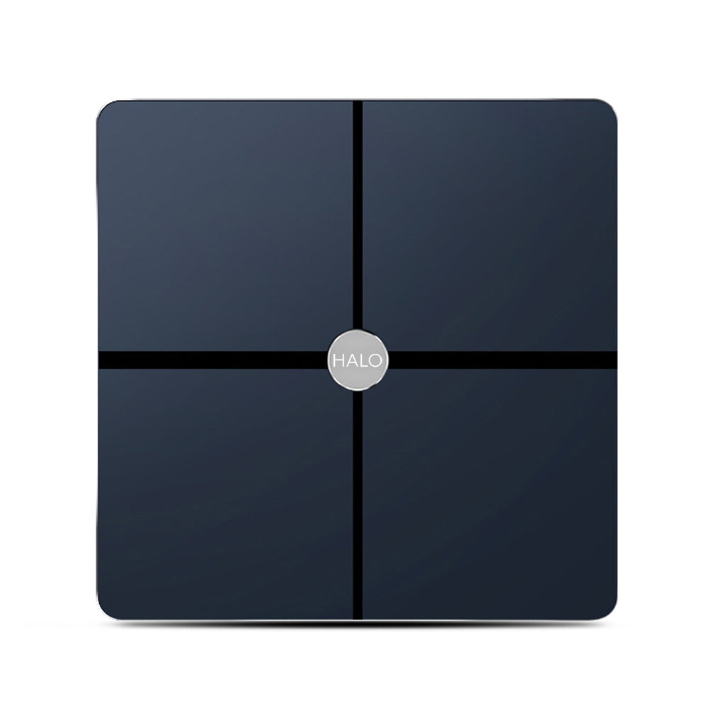 Hlpmedical HALO Advanced full body composition scale for health and wellness, showing digital display with body measurement readings.