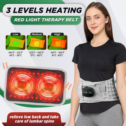 Gray inflatable heating massage waist belt with 3-level heat and vibration, cordless back support for men and women, Hlpmedical.