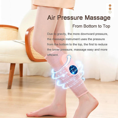 Hlpmedical grey cordless calf massager with air compression for blood circulation and pain relief, featuring adjustable intensity.