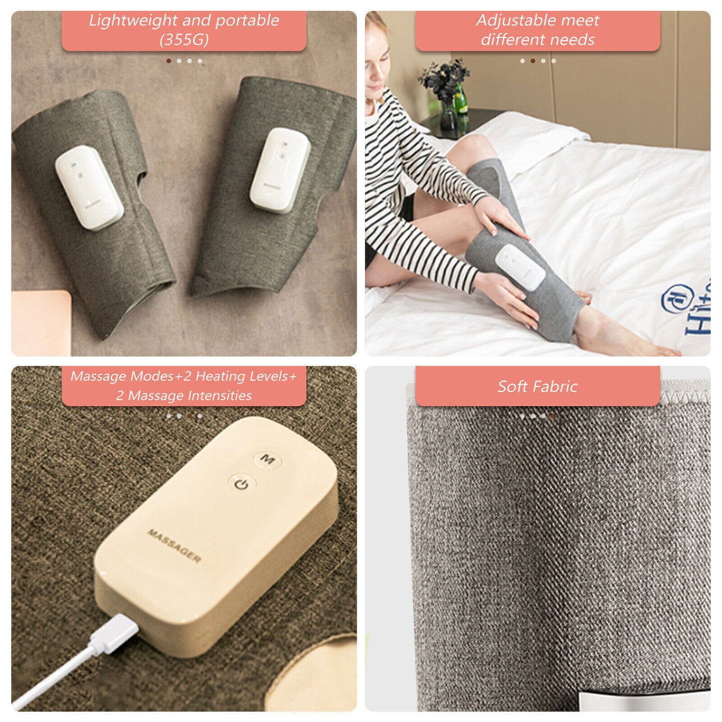 Hlpmedical leg massager with heated air compression for foot and calf massage to improve circulation and relax muscles.