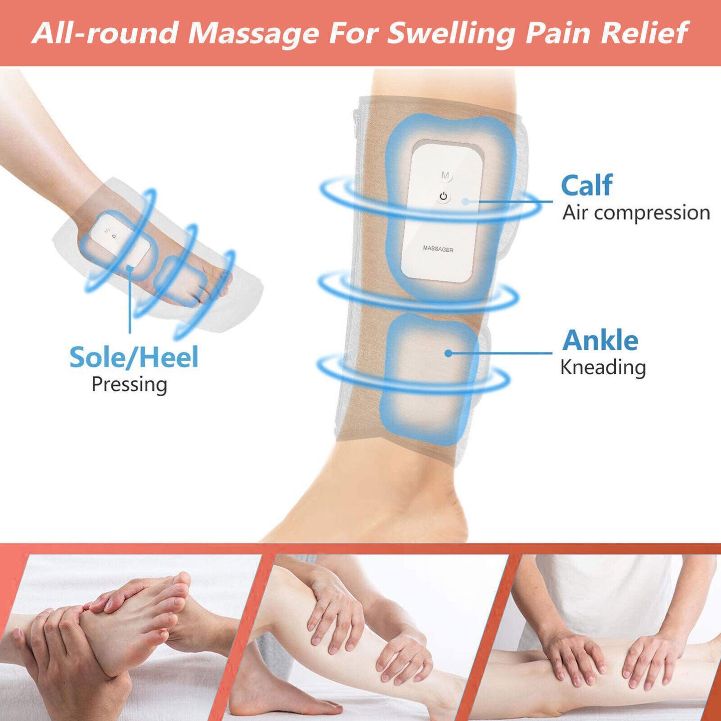 Hlpmedical leg massager with heated air compression for foot and calf relaxation, improving circulation and muscle relief.