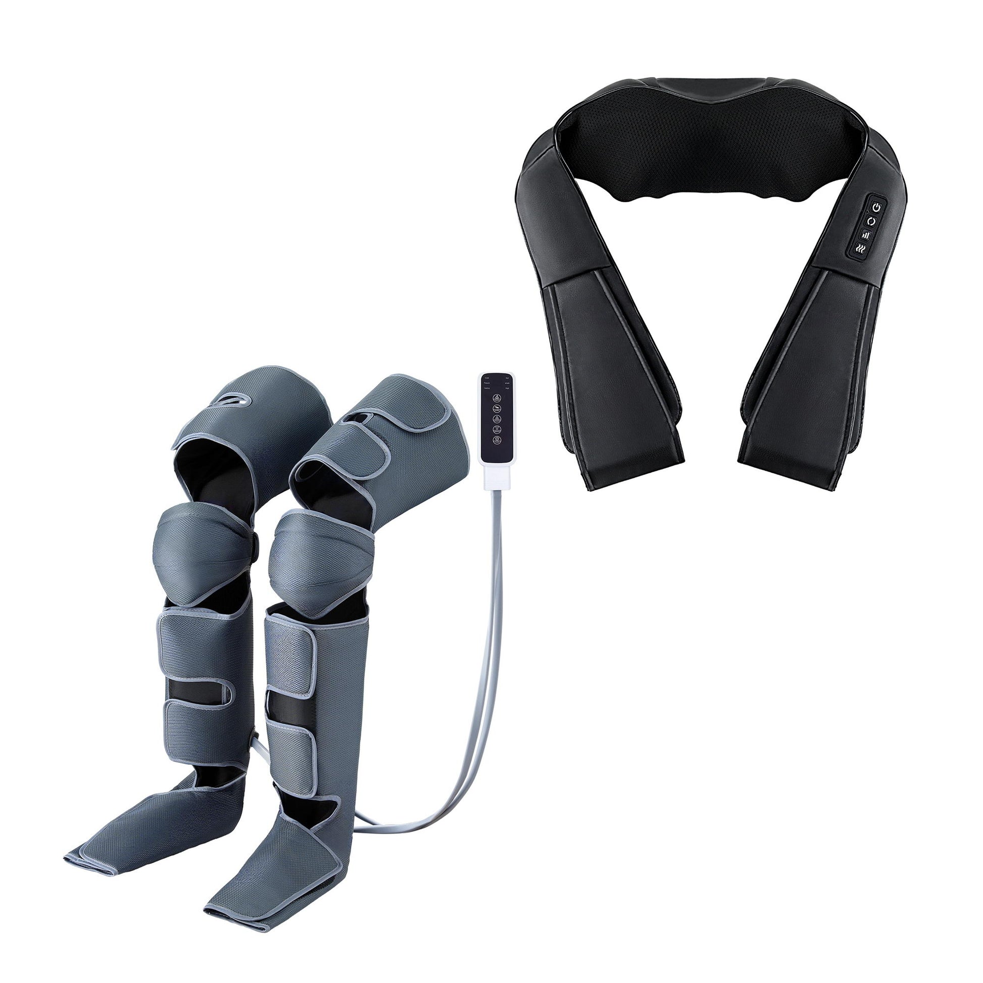 Livemor electric leg and foot massager with air wrap, shiatsu neck massager, and heating for relaxation and pain relief by Hlpmedical.