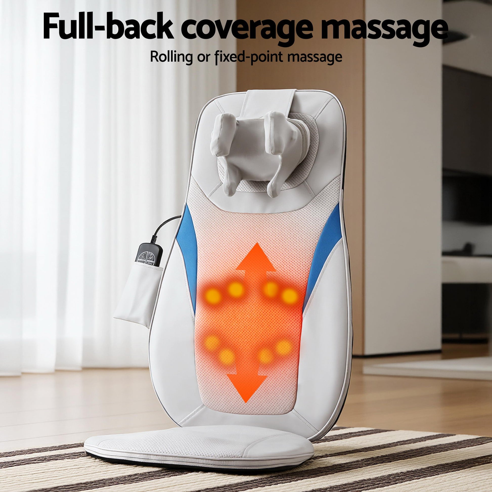Hlpmedical Livemor full back massage cushion with 3D kneading and heating for relaxation and pain relief.