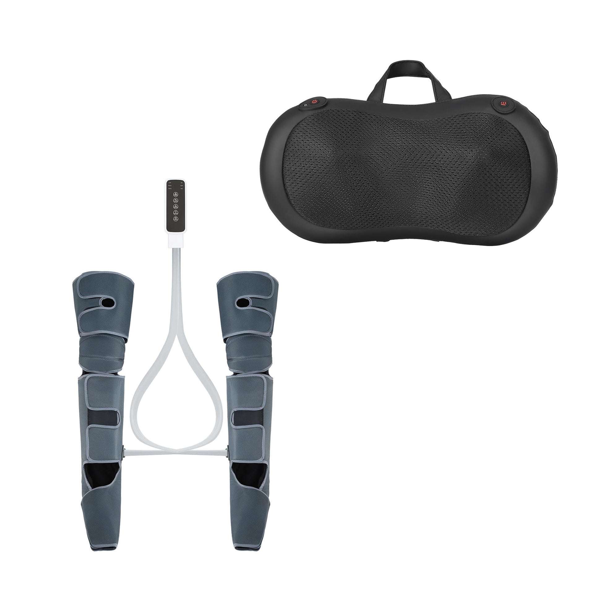 Hlpmedical Livemor leg and foot massager with air compression, back and neck massage, and heat therapy for relaxation.