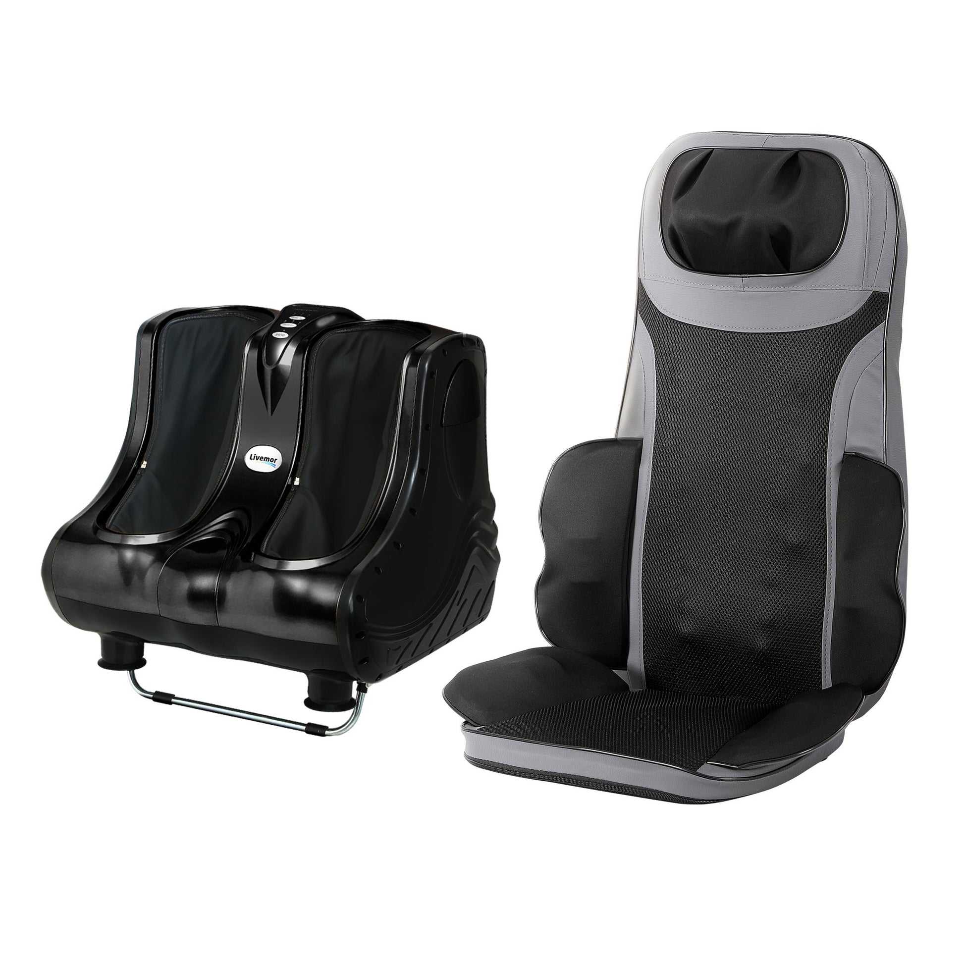 Hlpmedical Livemor massage cushion with heating, calf, and foot massager for relaxing health and beauty therapy.