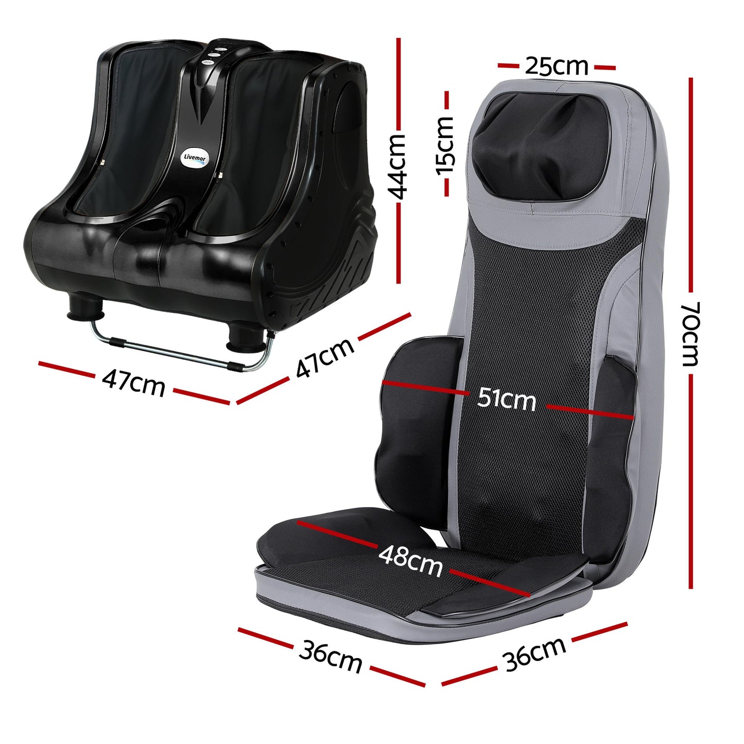 Hlpmedical Livemor massage cushion with heating, calf and foot massager, designed for relaxing health and beauty comfort.